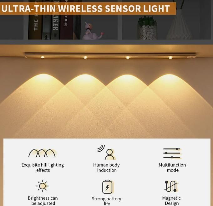 LED Wireless Magnetic Motion Sensor Rechargeable Light